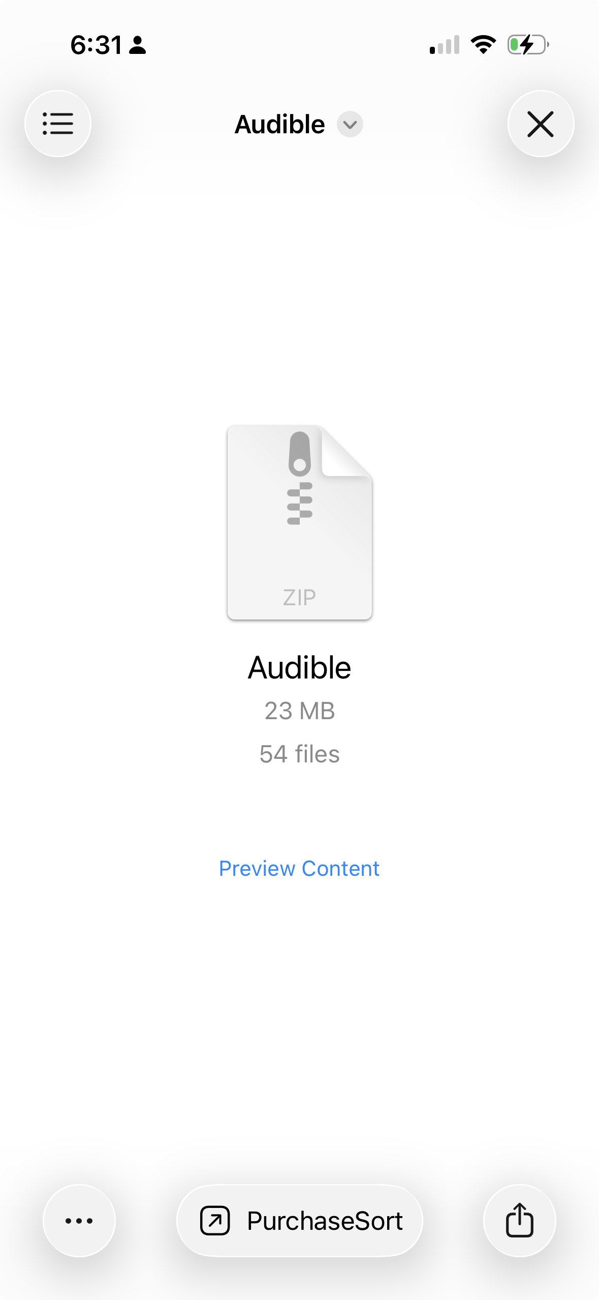 Audible.zip preview screen
