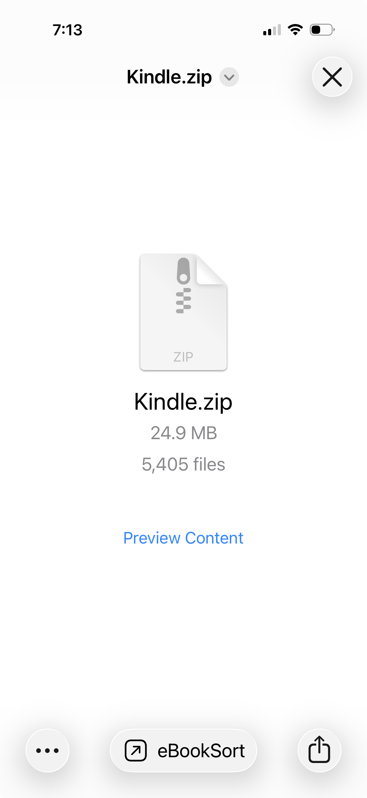 Kindle.zip preview screen