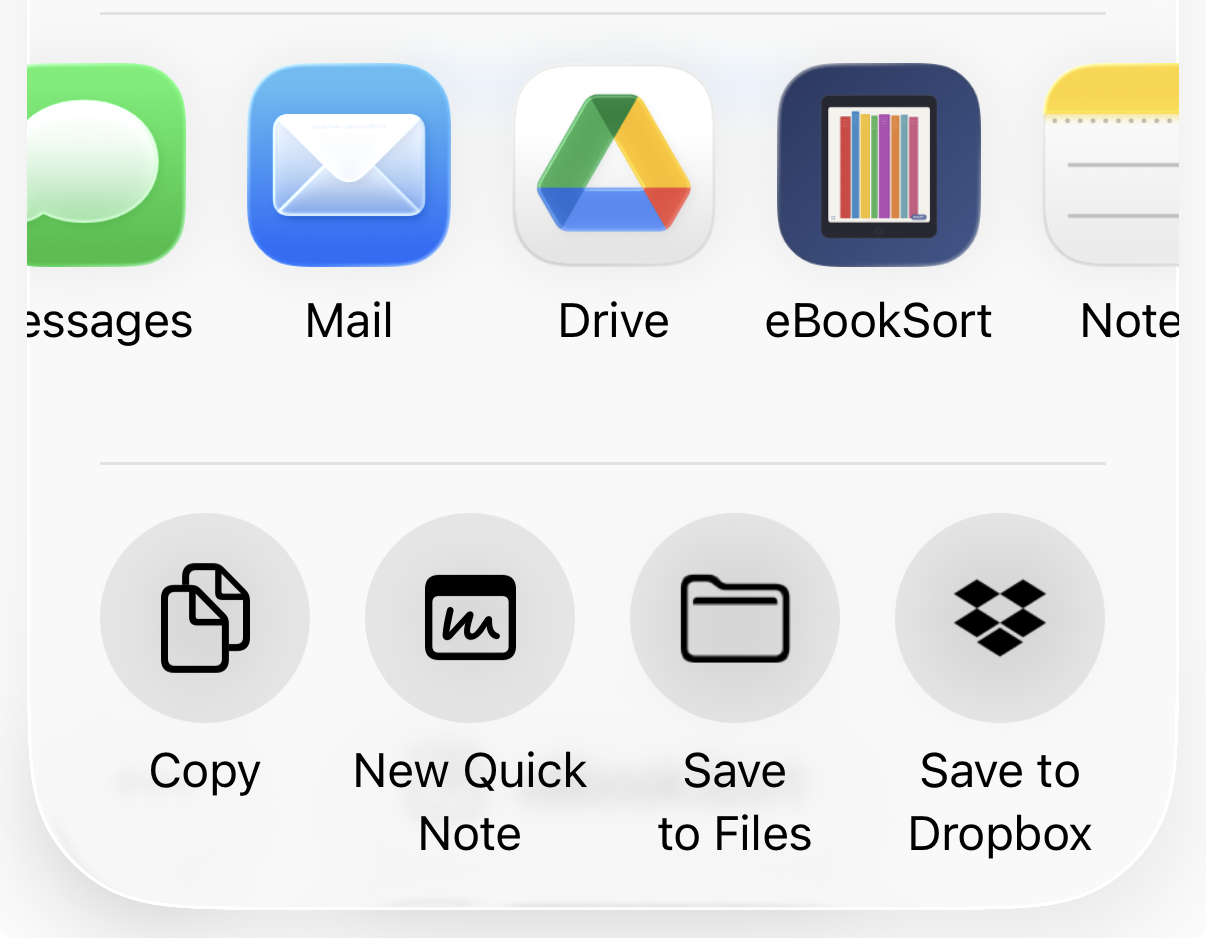 Share sheet with eBookSort