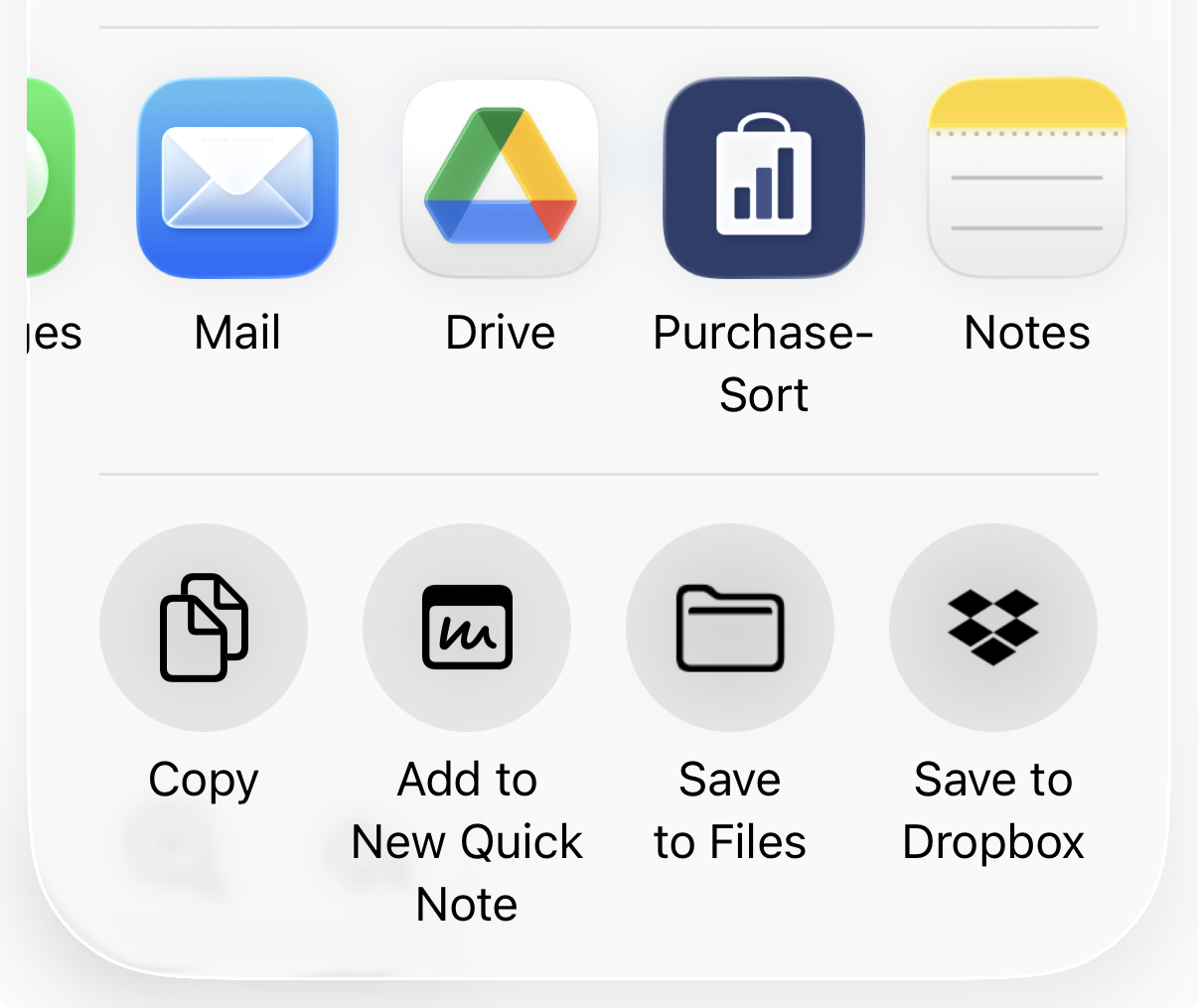Share sheet with PurchaseSort